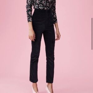 NWT Rebecca Taylor Soft Black High Waisted Velvet/Velveteen Pants Size 6